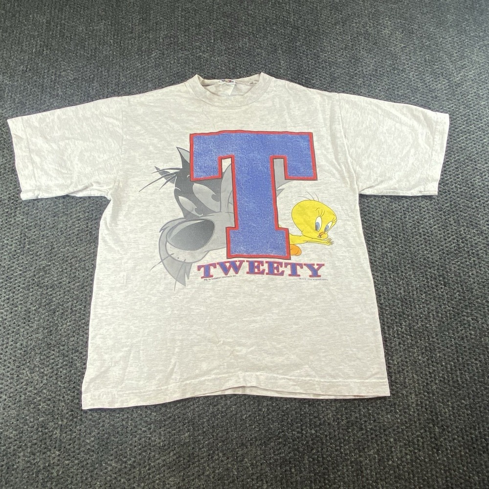 Vintage 1996 Looney Tunes Tweety T Shirt Youth Graphic Tee Sylvester L/XL